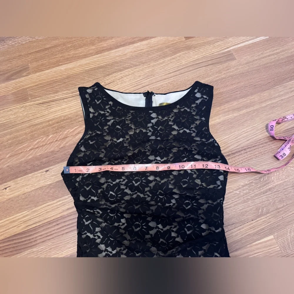 90s Vintage Nicole Miller Lace Illusion LBD Sz M - Picture 4 of 9